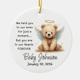 Gedenk-Babyschmuck Teddybär Engelflügel Keramik Ornament