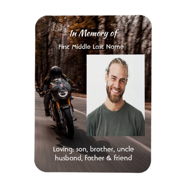 Gedenk-Foto Motorrad Biker  Magnet (Vertikal)