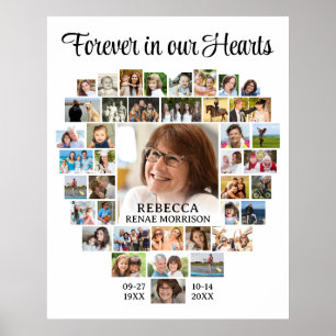 Gedenk Funeral Herzförmig 40 Foto Collage Poster