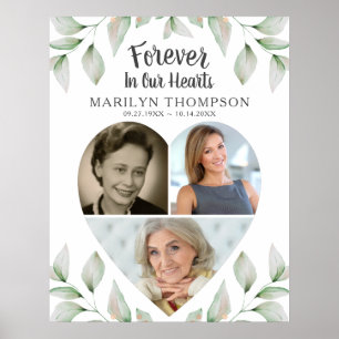 Gedenk Herzförmig 3 Fotos Grünpflanzen Poster