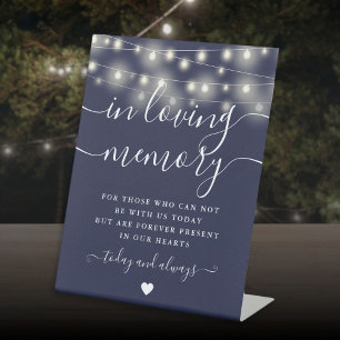 Gedenk Lichterkette Navy Blau In Loving Memory Sockelschild