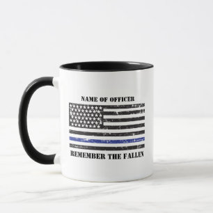 Gedenk-, Personalisierte Thin Blue Line Polizei Tasse