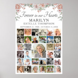 Gedenk Rosa Blumen Forever Hearts 33 Foto Poster
