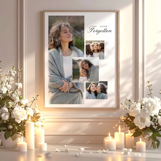 Gedenk-Tribut-Fotocollage Trauergeschenk Poster (Memorial Tribute Photo Collage Bereavement Gift Poster, Funeral Favors)