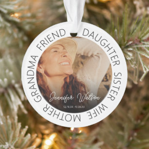 Gedenk Weihnachtsbaum Schmuck Tribute Foto Danksag Ornament