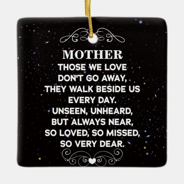 Gedenkangebot für Mama Custom Foto und Name Keramikornament (Vorderseite)