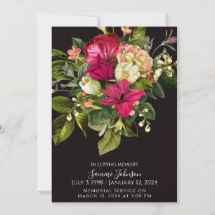 Gedenkankündigung zur Beerdigung von Deep Floral L Einladung