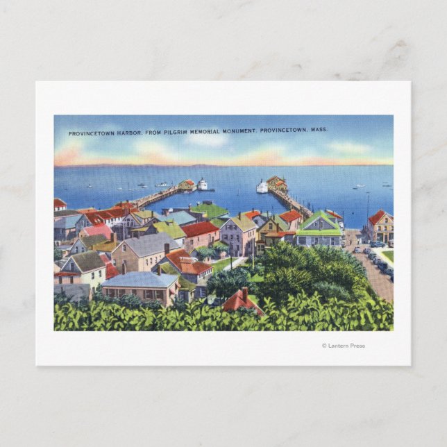 Gedenkansicht des Hafens von Pilgrim Postkarte (Vorderseite)