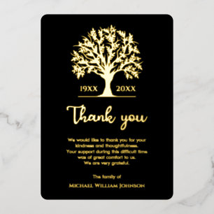 Gedenkbaum des Lebens Schwarz und Gold Folieneinladung