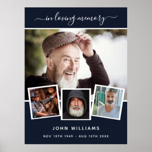 Gedenkblaue Fotocollage Willkommensbestattung Poster