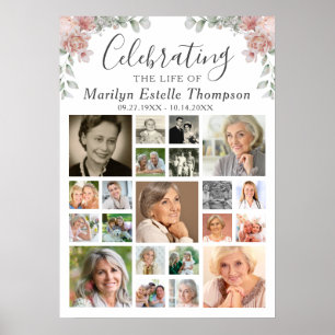 Gedenkblumen zum Feiern des Lebens 21 Foto-Collage Poster