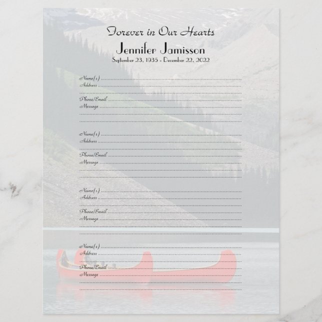 Gedenkbuch-Füller Anmeldung Seite Bergkanus (Vorderseite)