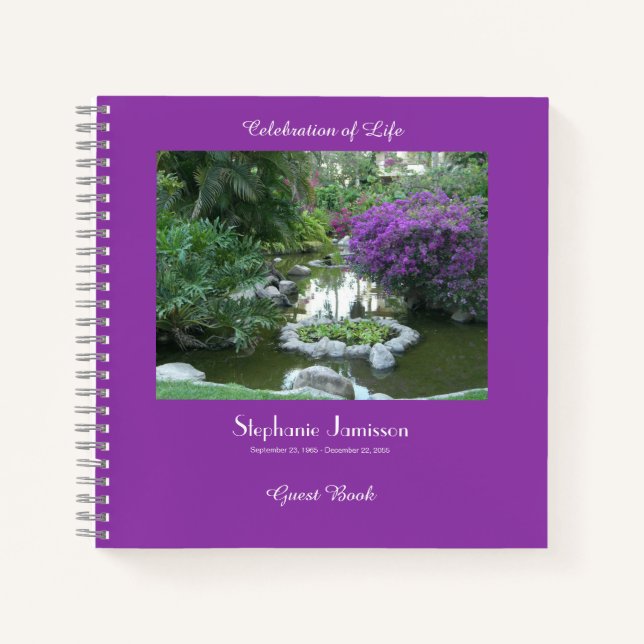 Gedenkbuch, lila Blumen Notizbuch (Vorderseite)