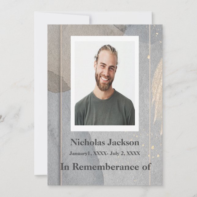 Gedenkdienst Einladung Granitstein Grau (Vorderseite)