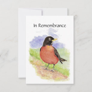 Gedenkdienst Einladung Wasserfarbe Robin Bird
