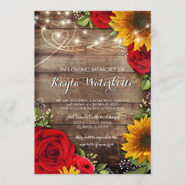 Gedenkdienst Sonnenblumen und Rose Tod Einladung