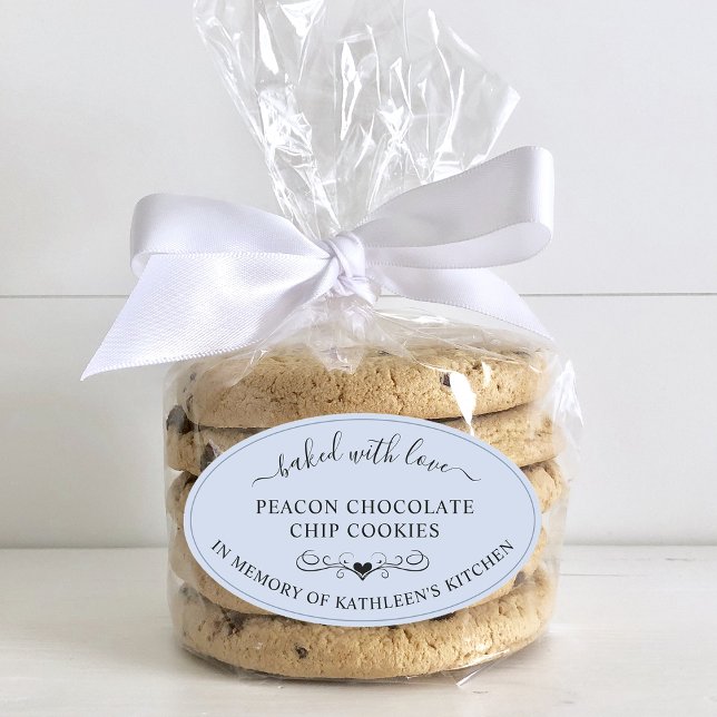 Gedenkdienstgedächtnis von Backed mit Liebe Gefall Ovaler Aufkleber (Memorial Service Memory Of Baked With Love Favor Oval Sticker)