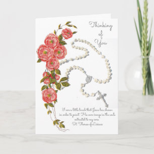 Gedenke an Dich Grußkarte mit Rosenkranz-Sträußche Karte