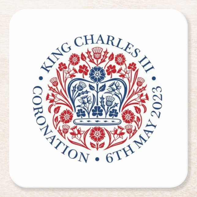 Gedenken an das King Charles III Coronation Logo Rechteckiger Pappuntersetzer (Vorderseite)