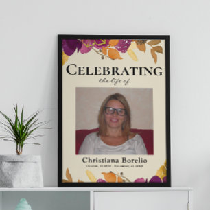 Gedenken an das Leben Foto Floral Frau Beerdigung Poster