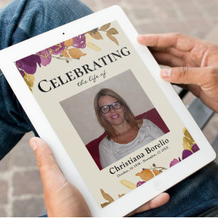 Gedenken an das Leben Foto Floral Frau Beerdigung Poster