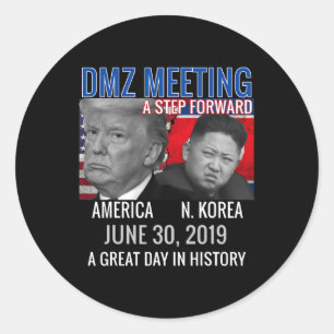 Gedenken an Trump Usa Jong Un N Korea Dmz Meetin Runder Aufkleber
