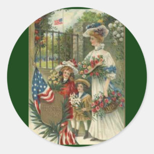 Gedenken zum Memorial Day im Vintage-Stil Runder Aufkleber