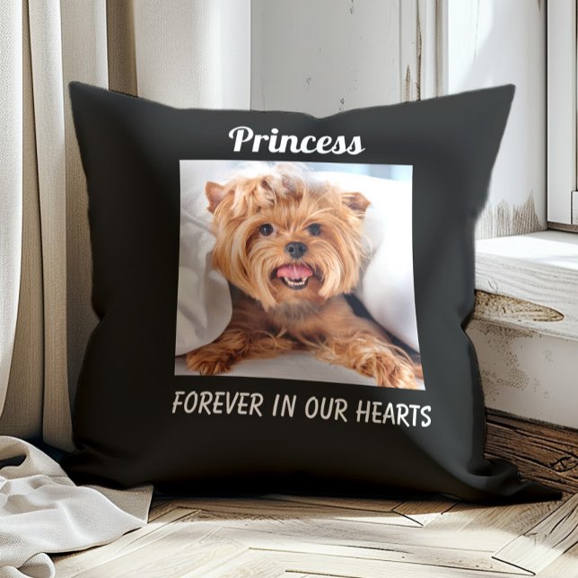 Gedenkerinnerung an Hunde für immer Schwarz hören Kissen (Pet memorial photo pillow)