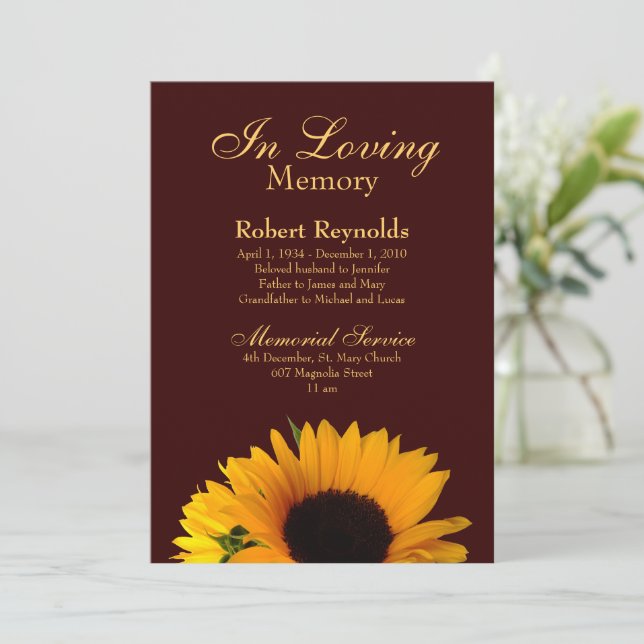 Gedenkfeier / Bekanntgabe Einladung (Stehend Vorderseite)