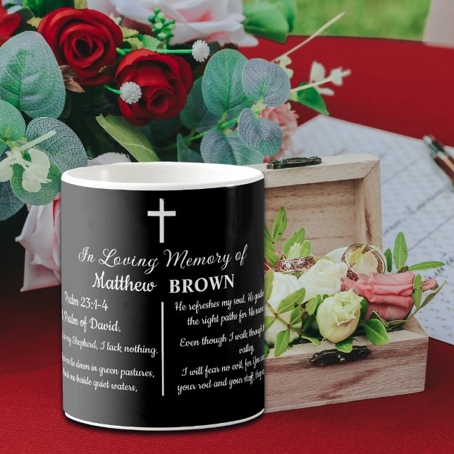 Gedenkfeier Bibelvers Andenken an die Beerdigung Kaffeetasse (Von Creator hochgeladen)