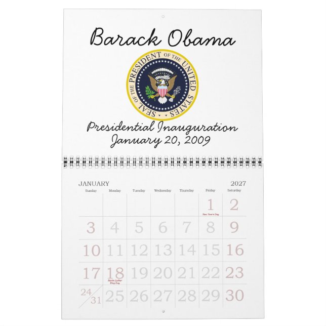 Gedenkfeier des PRÄSIDENTEN OBAMA Kalender (Jan 2027)