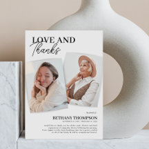 Gedenkfeier Elegantes Foto Dankeschön Karte