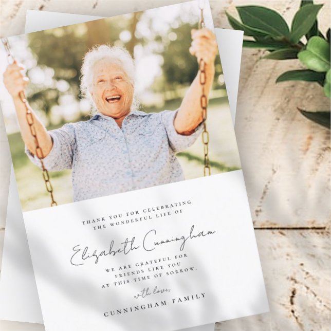 Gedenkfeier Elegantes Foto Dankeskarte (Von Creator hochgeladen)