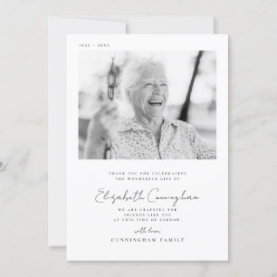 Gedenkfeier Elegantes Foto Dankeskarte