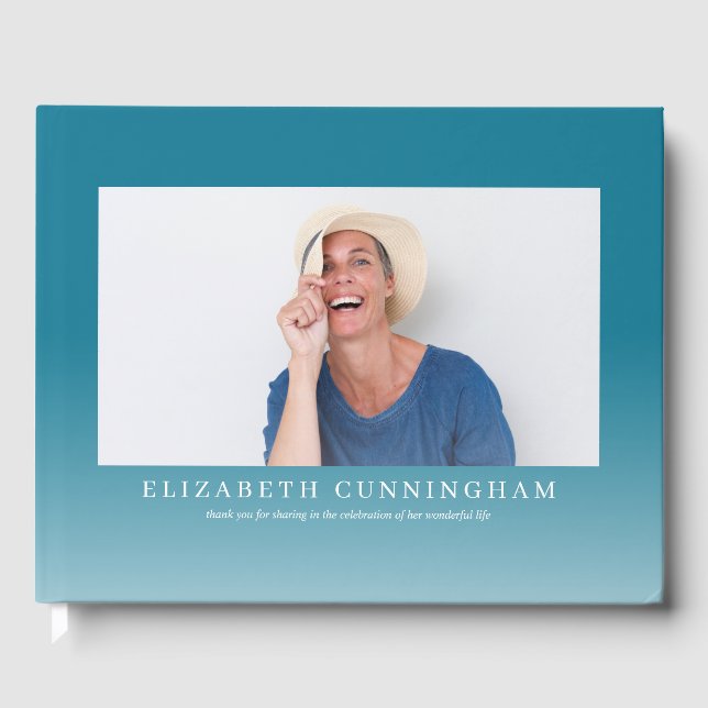 Gedenkfeier | Elegantes modernes Foto Gästebuch (Vorderseite)