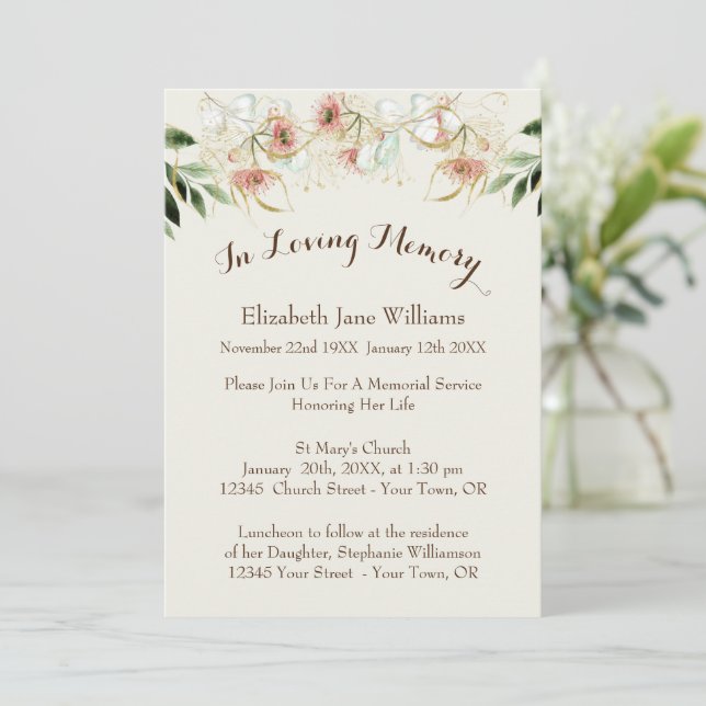 Gedenkfeier | Eukalyptus Einladung (Stehend Vorderseite)