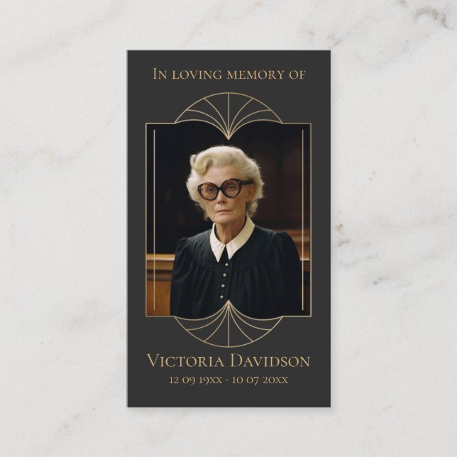 Gedenkfeier Foto Gebet Golden Eleganter Rahmen Visitenkarte (Vorderseite)