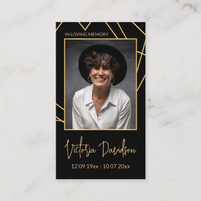 Gedenkfeier Foto Gebet Goldener Rahmen Visitenkarte (Vorderseite)