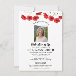 Gedenkfeier Foto Mohn Funeral Einladung