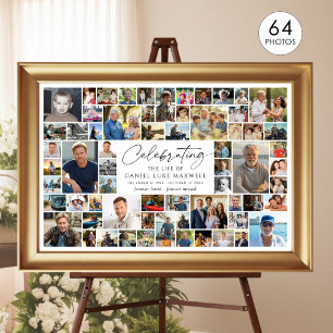 Gedenkfeier-Fotocollage mit 64 Fotos Poster