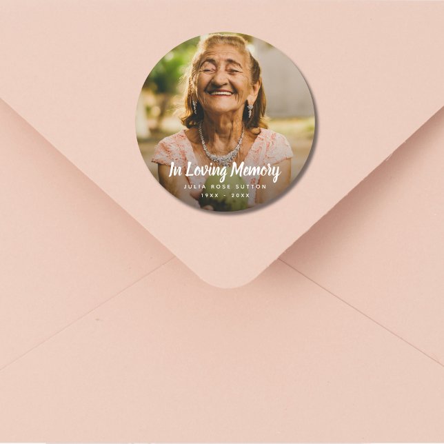 Gedenkfeier für das benutzerdefinierte Foto Runder Aufkleber (Memorial Photo Sticker Label)