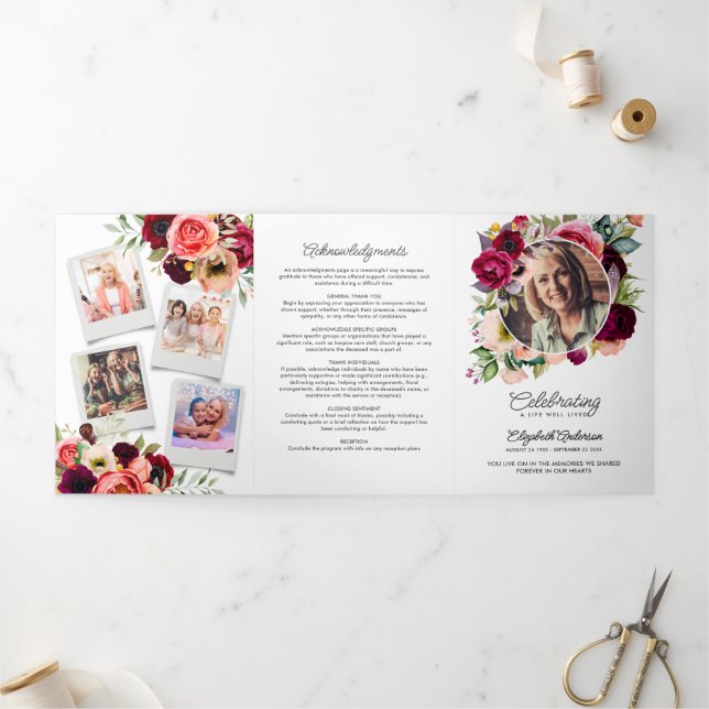 Gedenkfeier für das Leben Wasserfarben Dreifach-gefaltete Programmkarte (Außenbereich)