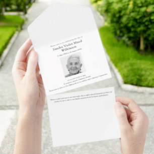 Gedenkfeier für Erinnerungen mit minimalem Foto All In One Einladung