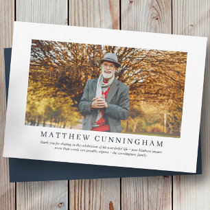 Gedenkfeier für ihn   Elegantes modernes Foto Dankeskarte