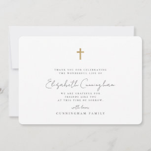 Gedenkfeier Modern Simple Imitats Gold Cross Dankeskarte