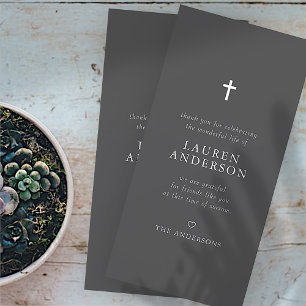 Gedenkfeier Modernes Chic Cross Dankeskarte