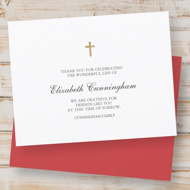 Gedenkfeier Modernes einfaches Gold-Kreuz Dankeskarte (Von Creator hochgeladen)