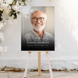 Gedenkfeier oder Beerdigung Foto Tribut Schwarz ve Acrylschild