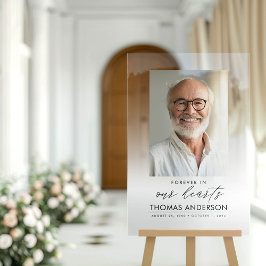 Gedenkfeier oder Beerdigung Foto Tribut weiß verbl Acrylschild