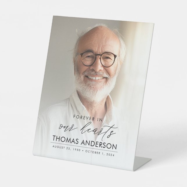 Gedenkfeier oder Beerdigung Foto Tribut weiß verbl Sockelschild (Vorderseite)